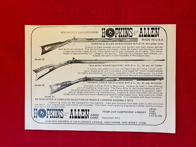 Vintage 1978 Print Ad Hopkins & Allen Models 28, 42, & 32 Muzzle Loaders Ad - Image 1 of 2