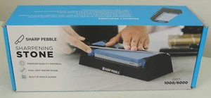Sharp Pebble Knife Sharpening Stone Kit-Grit 1000/6000 Wet Stone Built-in Guides - Picture 1 of 12