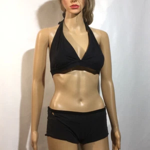 VINTAGE CLOSECRET WOMEN's BIKINI COTTON LINGERIE BATHING SUIT SIZE L BLACK GOTH - Picture 1 of 23