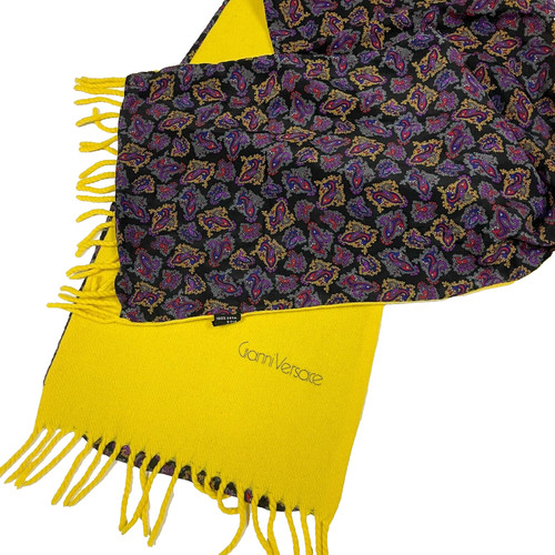 SCIARPA VINTAGE GIANNI VERSACE LANA SETA PAISLEY DONNA RARA ANNI '90 80 DESIGNER