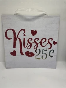 kisses hanging wall sign decor red hearts 25 cents table top decor - Picture 1 of 3