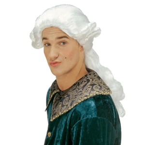Barocke Perücke weiß Duke Zopfperücke Mittelalter Perücken Rokoko Barockperücke - Bild 1 von 2