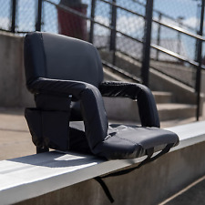 Malta Portable Lightweight Reclining Stadium Chair - Black Padded Armrests, Back