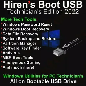 Hiren's Boot USB Technician's Edition 2022 Pro Tech tools Utility Suite - Picture 1 of 1