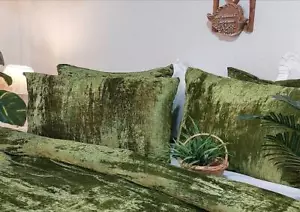 Pieces Set Luxury Crushed Moss Duvet Cover Boho Bedding UO Comforter Cover King - Picture 1 of 4