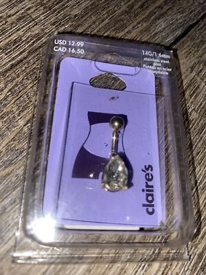 Claire's из нержавеющей стали слезоточивый падение со стразами пупок кнопка кольцо тела ювелирных изделий с Ярлыками - Изображение 1 из 4