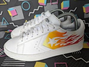 Converse Pro Leather Archival Low White/Flame Print Trainers UK Size 6