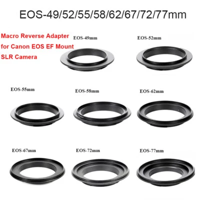 微距反向适配器环 49/52/55/58/67/72/77 毫米适用于 EOS/EF 安装相机 — 第 1/4 张图片