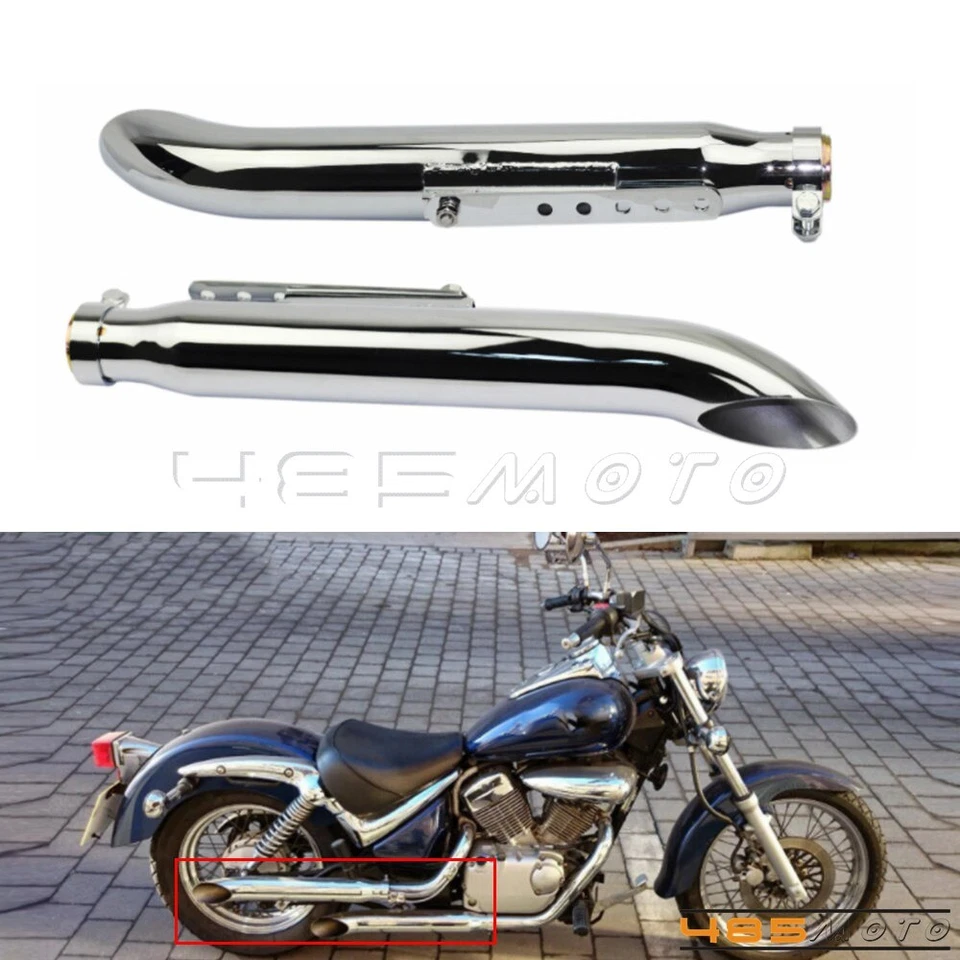 Pair/2Pcs Chrome Exhaust Muffller Pipe For Suzuki VL 125 800 1500 1400 Intruder - Imagem 1 de 4