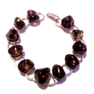 Vintage Tumbled Stone Link Silver Tone Bracelet - Picture 1 of 6