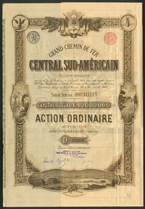 Argentina: Grand Chemin de Fer Central Sud-Américain, ordinary share, Brussel... - Picture 1 of 1