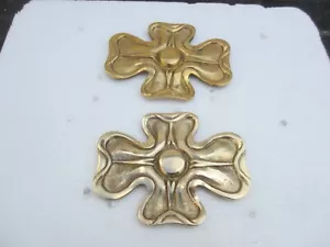 Brass Flower Ormolu Furniture Decoration Hardware Gold Mount Clover Antique 4" - Picture 1 of 12