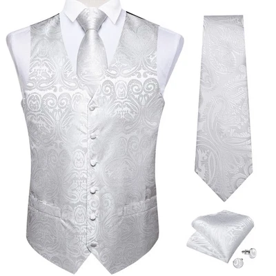Chaleco para Hombres Cachemira Floral Sólido Chaleco Conjunto de Corbata Boda Formal Esmoquin Chaleco Foto 1 de 4