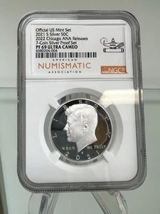 2021 S Silber PP Kennedy Half Dollar NGC PF69 UCAM 2022 Chicago ANA Release - Bild 1 von 5
