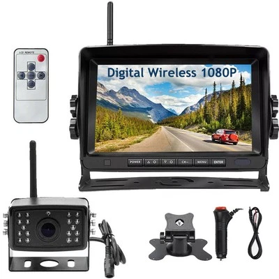 Digital Wireless 7" Quad Split Monitor DVR Backup Camera for Truck Caravan RVs - Image 1 of 4