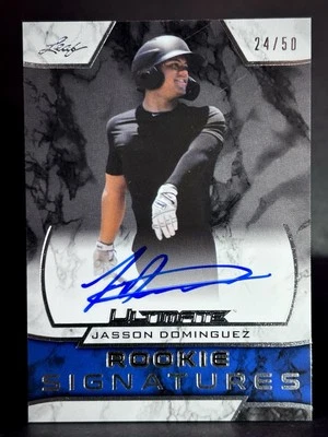 2019 JASSON DOMINGUEZ Rookie Card AUTO /50 Leaf Ultimate Signatures - Rare - Image 1 of 4