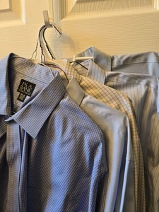JOS A BANK LOT OF 5: DRESS SHIRTS 18.5X35 VARIOUS PATTERNS/COLORS BLUE,PINSTRIPE - Picture 1 of 7