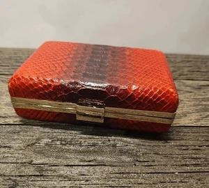 Bolso sin asas clásico de cuero genuino rojo Banana Republic carcasa dura - Imagen 1 de 9