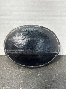 Justin schwarz Leder 18A Vintage ovale Gürtelschnalle/Schildkrötenform Riegel. - Bild 1 von 4