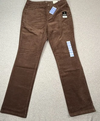 Pantalón St. John's Bay pana pierna recta tiro medio fácil ajuste a través de la talla 12 Foto 1 de 4