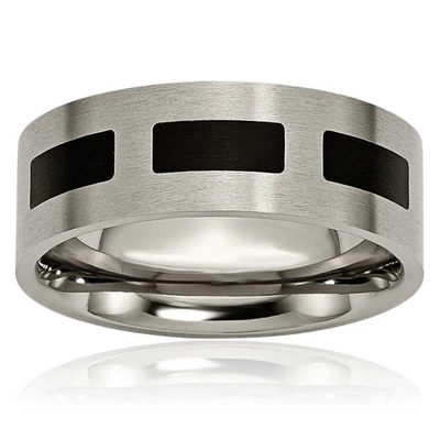 Alianza de boda de 8 mm de caucho negro titanio Foto 1 de 4