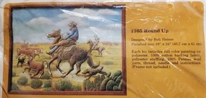 The Creative Circle "Round Up" 18"x 24" Quilting Kit # 1765 Cowboy/Horse/Cattle - Picture 1 of 7