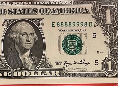 Year of the Tiger Lucky Money Note 2006 $1 88889998 Binary Fancy Serial Number - Image 1 of 3