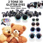 3D Glitter Eyes with Plastic Backs - 2 Tone Sparkle Safety Teddy Soft Toy Animal