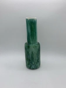 "Florero de cerámica vintage retro esmaltado verde mármolizado (firmado) cilindro arte 12"""  - Imagen 1 de 15