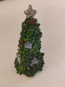 Heller bunter Harz Sukkulenten Baum Weihnachten Urlaub 8" hoch Silber Stern - Bild 1 von 7