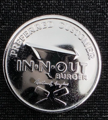 Rare IN-N-OUT Burger Preferred Customer Coin VINTAGE 1986 Original Owner - Image 1 of 3