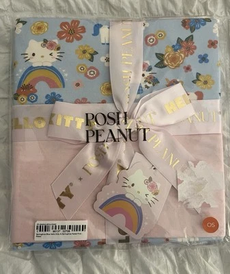 Manta de patoo Posh Peanut x Sanrio Hello Kitty azul primavera y rosa pastel NUEVA Foto 1 de 4
