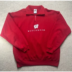 Vintage Wisconsin Badgers Red Quarter Zip Pullover Herren L Embroidered NCAA - Bild 1 von 6