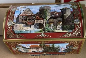Lata de galletas abovedada vintage GRANDE Lebkuchen-Schmidt hecha en Alemania - Imagen 1 de 11