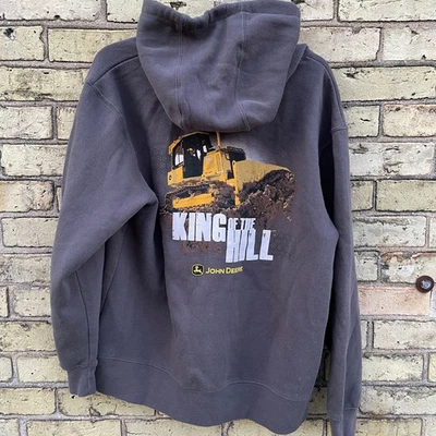 Sudadera con capucha John Deere King of the Hill para hombre talla mediana gris un pequeño punto de luz Foto 1 de 4