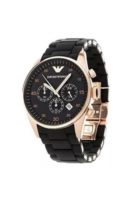 EMPORIO ARMANI AR5905 MENS WATCH BLACK & ROSE GOLD- NEW - WARRANTY - CERTIFICATE - Image 1 of 4