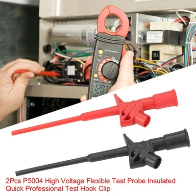 Professional Test Hook Clips 2 Pack P5004 High Voltage Flexible Insulated Probe - Photo 1/4