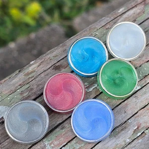 Vintage German Glass Buttons Multicolor Swirl Design, Old Stock Salesman Sample - Picture 1 of 5