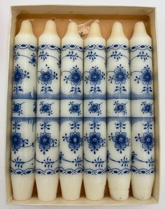 ASP HOLMBLAD Royal Copenhagen Danish Blue & White Taper Candles Set Of 6 NIB VTG - Picture 1 of 17