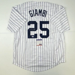 Autographed/Signed JASON GIAMBI New York Pinstripe Baseball Jersey PSA/DNA COA - Picture 1 of 4