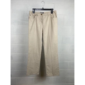 NWT Brooks Brothers Cotton Pants Straight Leg Beige Trousers Classic Women's 8 - Picture 1 of 7