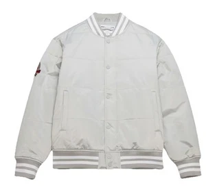 XL Gray Mitchell & Ness 120th Anniversary Satin Bomber Jacket $150 Retail - Picture 1 of 4