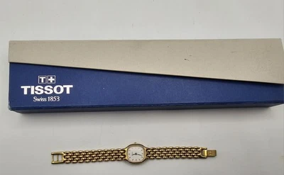 Reloj de cuarzo para mujer Tissot tono dorado E422K cristal de zafiro hecho en Suiza con caja Foto 1 de 4
