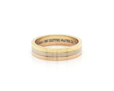 Cartier Vendome Louis 18k Tri-Color Gold 4.8mm Band Ring w/ Cert Size 7.5 EU 56 - Image 1 of 4