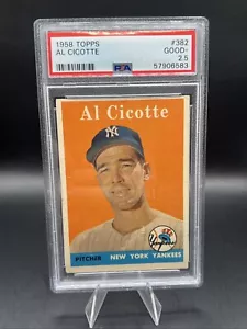 1958 Topps #382 Al Cicotte Card - Graded PSA 2.5 New York Yankees - Picture 1 of 2