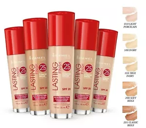 RIMMEL Lasting Finish 25Hr Foundation SPF20 With Comfort Serum *CHOOSE SHADE* UK - Picture 1 of 55