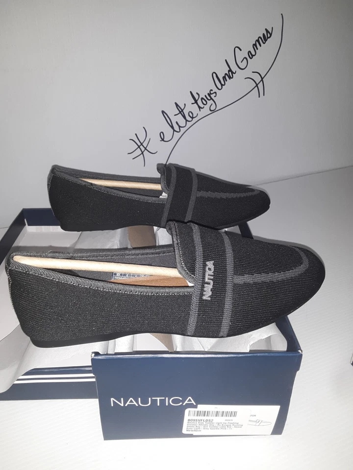 Zapatos Nautica Mujer Talla 8.5 Negro Idi Mocasines Sin Cordones Planos Tela Informal #00h Foto 1 de 4