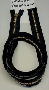 NEW, YKK zippers gold metal teeth, Sizes; 9", 12", 24", 28", 36" & 60", made USA - Picture 1 of 82