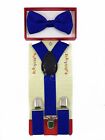 Kids Royal Blue Suspender & Bowtie - Children Toddler Baby Elastic Combo Set