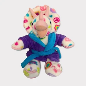 Build A Bear Dinosaur Triceratops Rainbow Peace Sign Plush Stuffed Animal - Picture 1 of 5